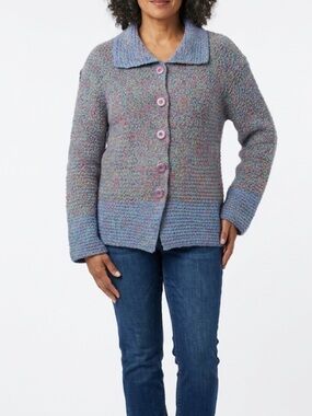Habitat Chunky Knit Cardigan M/L | Artsy Cottagecore Texture | Color‑Blend l